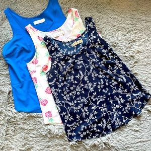 Lot of three Medium 8-10 sleeveless tank blouses